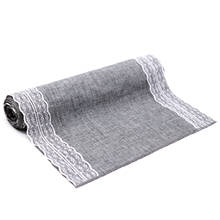 Gray Khaki Burlap Table Runner Jute Imitated Linen Lace Tablecloth Rustic Wedding Party Banquet Table overlay Home Textiles 2024 - buy cheap