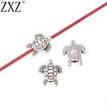 ZXZ-abalorios de tortuga de plata tibetana, Cuentas deslizantes para pulsera, tobillera, joyería, 13x12mm, 20 Uds. 2024 - compra barato