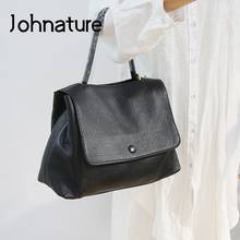 Johnature Simple Commuter Bag For Women 2022 New Genuine Leather Large Capacity Shoulder Bags First Layer Cowhide Female Handbag 2024 - buy cheap