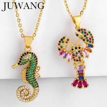 Juwang chokers colar de zircônio cúbico, pingente de cavalo sentado, corrente de clavícula com preenchimento de ouro para joias de moda feminina 2024 - compre barato