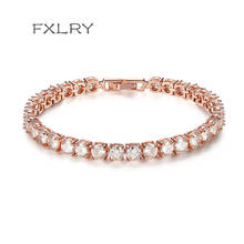 FXLRY Hing calidad cúbicos Zirconia Pulseras DE TENIS cadena con diamantes de cristal de la boda para la joyería de las mujeres 2024 - compra barato
