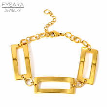 FYSARA Geometry Hollow Square Link Chain Bracelets For Women Gold Color Charm Bracelets Stainless Steel Simple European Jewelry 2024 - buy cheap