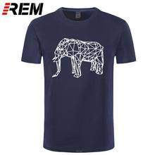 REM-Camiseta de Diseño de Elefante geométrica para hombre, Tops de moda de animales de África salvaje, camisetas Hipster, nueva camiseta de marca de verano 2024 - compra barato