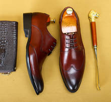 Zapatos de vestir Oxford hechos a mano italianos para hombre, calzado Formal de boda, de cuero de vaca genuino, traje de caballero 2024 - compra barato