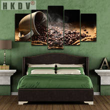 HKDV Abstract 5 Pieces Canvas Paintings Posters Prints Kitchen Fragrant Coffee Beans Restaurant Sofa Wall Art Picture Home Decor 2024 - buy cheap