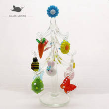 Handmade glass Christmas tree shape ornament Easter home table top decor simulation transparent tree with 12 pendant accessories 2024 - buy cheap