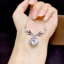 5 ct big size deer style pouring moissanite necklace for women silver necklace real 925 silver  GRA certificate birthday gift 2024 - buy cheap