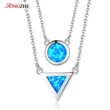 TONGZHE Women Necklace Blue Eye Opal Africa Map 925 Sterling Silver Necklace Collier Party Link Chain Gift for Girl Fine Jewelry 2024 - buy cheap