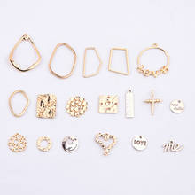 10pcs Vintage Geometric Earrings For Women Hollow English Letter Alloy Pendant Ear Pin Material Diy Handmade Jewelry Accessories 2024 - buy cheap