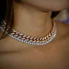 New arrived 4mm cubic 5A iced out bling cz tennis chain necklace sparking bling wedding bridal gift choker 15" 16" necklace 2024 - buy cheap