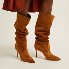 Arden Furtado Fashion Women's Shoes Winter Pointed Toe Stilettos Heels brown grey Elegant Ladies brown grey Boots Big size 45 46 2024 - buy cheap