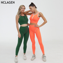 NCLAGEN-traje de Yoga para mujer, pantalones deportivos para correr, ropa deportiva Sexy para gimnasio, sujetador de realce, de Color sólido Leggings, conjunto de dos piezas para Fitness 2024 - compra barato