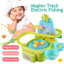 Juguete magnético de pesca con música para niños y niñas, 3D pista magnética, juego de peces magnéticos, regalo 2024 - compra barato