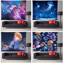 Marine Animal Tapestry Jellyfish Print Wall Hanging Blanket for Living Room College Wall Tapestries Bedroom Background Cloth 2024 - buy cheap