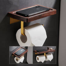 Soporte de madera sólida para pañuelos de baño, portarrollos de baño dorado, caja de papel higiénico de nogal negro, soporte de papel higiénico móvil 2024 - compra barato