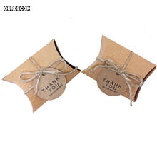 10pcs/Lot Cute Kraft Paper Pillow Candy Box Wedding Favors Gift Candy Boxes With Tags Home Party Birthday Supply 2024 - buy cheap