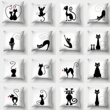 Cartoon Cushion Cover 45x45 Cute Cat Pillowcases Sofa Cushions Decorative Throw Pillows Home Decor Pillowcover Polyester 2024 - buy cheap