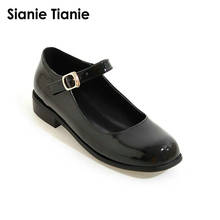 Sianie tianie sapatos de festa femininos, sapatos de mulher de ponta redonda, com alça fivela, feito em artificial, tamanho grande 33 a 43 2024 - compre barato