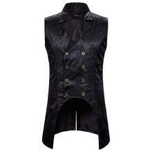 Black Lapel Collar Sleeveless Waistcoat Men Double Breasted Steampunk Gothic Paisley Jacquard Vest Men Gilet Homme Costume XXL 2024 - buy cheap