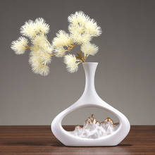 Chinese Ceramic Vase+Simulation Flower Ornaments Art Home Livingroom Desktop Furnishing Crafts Office Table Figurines Decoration 2024 - buy cheap