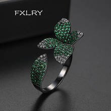 FXLRY, элегантный уникальный дизайн, Pave Setting Cz, роза, Открытый регулируемый большой лист, кольца для женщин, модные аксессуары для пальцев 2024 - купить недорого