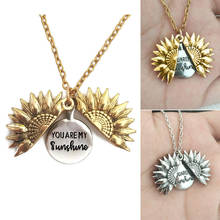 New Arrival Custom You are my sunshine Necklace For Women Gold Open Locket Sunflower Pendant Necklace 2024 - buy cheap