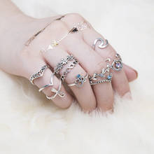 10pcs/Set Women Bohemian Vintage Silver Stack Rings fashion high quality Bohemian style rings Jewelry Accessories Girl #10 2024 - buy cheap