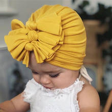 Chapéu indiano com nó para bebês recém-nascidos, chapéu turbante sólido para crianças pequenas, chapéu de laço para meninos e meninas, adereços para fotos, 2019 2024 - compre barato