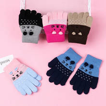 1 пара новых милых перчаток с рисунком кота детские зимние толстые вязаные рукавицы Детские теплые перчатки для детей от 0 до 3 лет 2024 - купить недорого