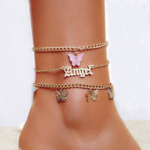 DAXI Multilayer Cute Butterfly Anklets For Women Letter Metal Letter Anklets Fashion Beauty Anklet Jewelry Gift 2021 2024 - buy cheap