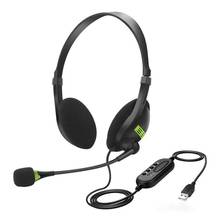 Fones de ouvido usb com fio, headset leve com microfone flexível para computador notebook pc 2024 - compre barato