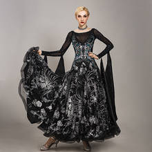 Vestido negro de alta calidad para baile de salón, vestido estándar moderno para mujer, vals y Tango, nuevo 2024 - compra barato