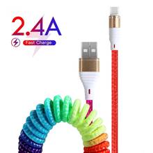 2022 New Spring Cable Rainbow 2.4A Fast Charging Retractable Data Cable Type C Micro USB Flexible Stretch Charger For All Phone 2024 - buy cheap