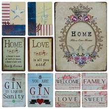 Family Welcome Sweet Home Metal Tin Sign Letter Iron Poster Flower House Metal Plaque Wall Decor Garden Cafe Plate Iron Painting 2024 - buy cheap