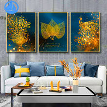 Diamond Painting Golden Peacock Wall Art Leaf Full Square Diamond Embroidery Sale Rhinestones Pictures 3 pcs Home Decor Beadwork 2024 - buy cheap