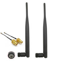 Antena 5dbi rp sma, antena macho de 2.4ghz com 2 conector de 2.4g wifi, 2.4g e 5db da antena wifi + 15cm sma fêmea para ipx 1.13 cabl 2024 - compre barato