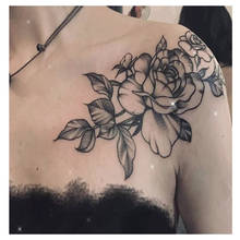 12 tamanhos de tatuagem temporária peônia rosa designs de tatuagem personalizados em preto tatuagem falsa à prova d' água sexy para braço feminino 2024 - compre barato