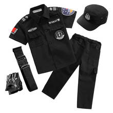 Disfraces de policía de Halloween para niños y niñas, chaqueta negra táctica de combate de fuerza especial, ropa SWAT con cinturón, 2021 2024 - compra barato