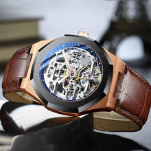 Reloj de pulsera de cuero genuino para hombre, accesorio masculino con mecanismo automático de Tourbillon hueco, de marca de lujo, nuevo, 2021 2024 - compra barato