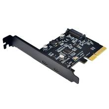 Asmedia-placa de expansão de 2 portas, usb 3.1 para tipo-c, pci-e 4x para usb 3.1 gen2, 10gbps, adaptador usb c, chipset asm3142 para desktop 2024 - compre barato