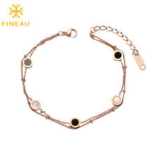 Fine4u b429 ajustável delicado em camadas titanium chain pulseira redonda concha branca charme pulseira para meninas femininas 2024 - compre barato