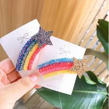Boutique 10pcs ins Fashion Cute Glitter Star Hairpins Solid Rainbow Star Hair Clips Princess Headwear Hair Accessories 2024 - buy cheap