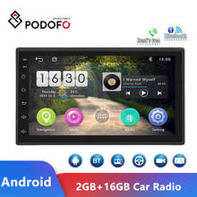Автомагнитола Podofo, 2 din, Android, 2 + 16 ГБ, радио, Кассетный плеер, 2.5D зеркало из закаленного стекла, MP5, Bluetooth, Wi-Fi, GPS, FM-радио приемник 2024 - купить недорого
