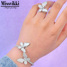 Missvikki-Conjunto de joyería de lujo con piedras de ópalo, brazaletes de mariposa romántica CZ, anillo, joyería de compromiso de Boda nupcial 2024 - compra barato