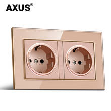 AXUS EU Standard Wall Power Socket  Multi-Piece Crystal Glass Panel  Bedroom Socket  AC 110-250V 16A 146*86mm Plug Grounding 2024 - buy cheap