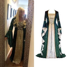 Disfraz Medieval renacentista para mujer, Vestido largo de terciopelo con cordones, Retro, para Cosplay, Halloween 2024 - compra barato