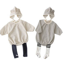 Baby Body Boy Rompers Cotton 2Pcs Set Newborn Clothes Stripe Cute Small Ear Hat + Long Sleeve Top Baby Girl jumpsuit Outwear 2024 - buy cheap