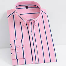 Мужские рубашки в Вертикальную Полоску с длинным рукавом, мягкая деловая рабочая рубашка для мужчин на весну и лето, удобная мужская рубашка без карманов 2024 - купить недорого