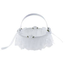 Wedding Flower Girl Basket White Flower Basket with Artificial Rose Flower Ribbon Bowknot Diamantes 2024 - buy cheap