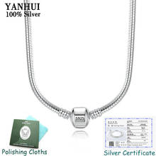 2020 Hot Sale Fine 3mm 45CM 925 Silver Snake Chain Necklace With Certificate Fit Original Beads Charms Pendants DIY Jewelry Gift 2024 - buy cheap
